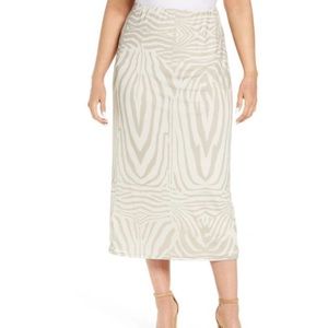 NWT AFRM Felix Power Mesh Skirt In Nude Placement Zebra